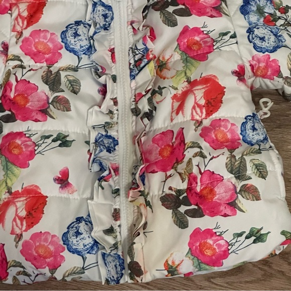 Rothschild Baby Girls Ruffle Jacket White Pink Floral Winter Coat Size 12 Mos - Picture 4 of 10